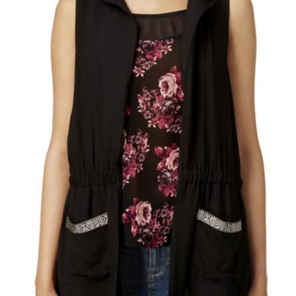 Sleeveless Cardigan & Floral Tank
